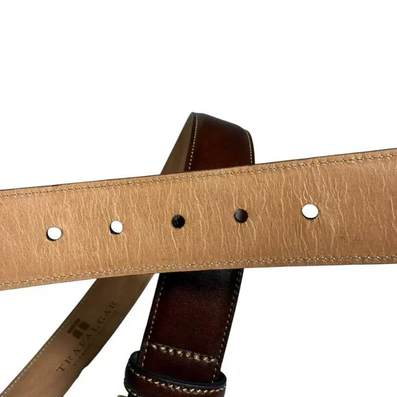Trafalgar Brown Hand-Polished Cortina Leather Belt, 32/80 - Picture 6 of 11